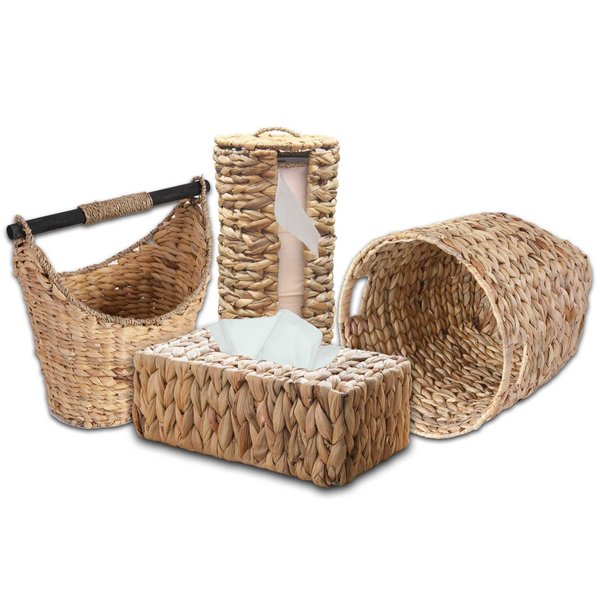 Vintiquewise Vanity Bathroom Set - Magazine Basket, Tissue Roll Holder, Tissue Box Cover, and Wastebasket QI00335Set